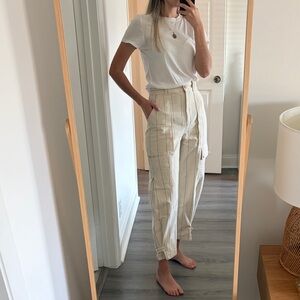 Tory Burch Cream Pinstripe Cargo Pants